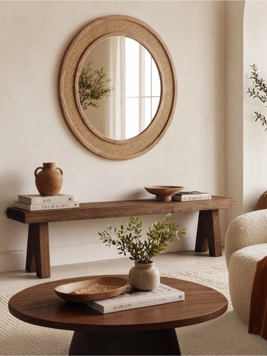 West Elm Other - NEW West Elm Large Round Mirror Wicker Rattan Boho Wall Hanging Decor - 24” Diam